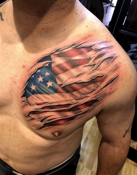 Ripped American Flag Tattoo