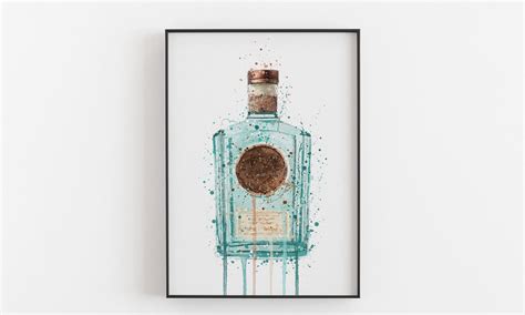 gin bottle wall art print art deco  etsy
