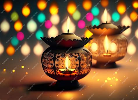 Premium AI Image | Diwali lanterns realistic background