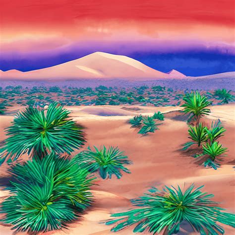 Watercolour Sahara Desert Landscape with Oasis Cartoon Style 4k ...