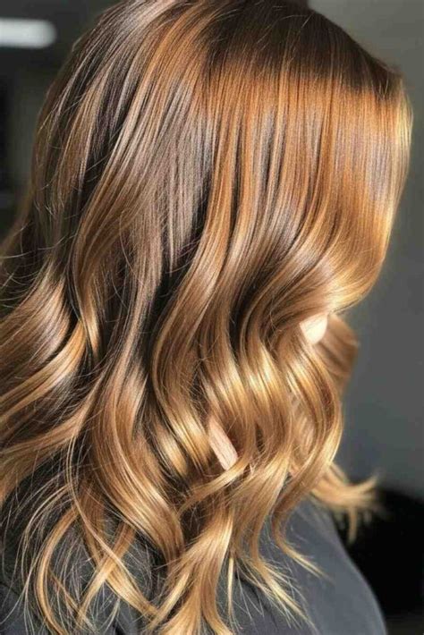 caramel highlights  dark brown  light hair  glow