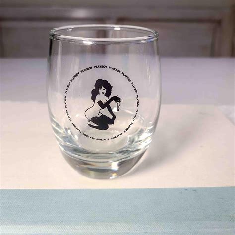 Vintage 1960s Playboy Club Whiskey Glass Playmate With Club Key- Great