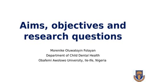 (PDF) Aims, objectives and research questions