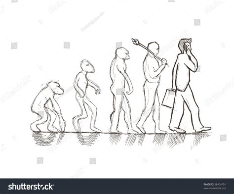 Vector Illustration. Evolution From Monkey To Businessman. - 58404151 ...