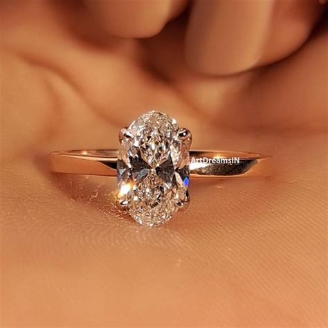 Tulip Setting Oval Diamond Solitaire Ring, IGI Certified Oval Lab Grown
