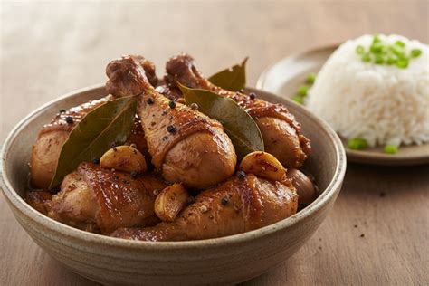 classic filipino chicken adobo  garlic  bay leaves