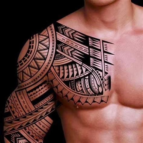 a man with tattoos on his arm and chest