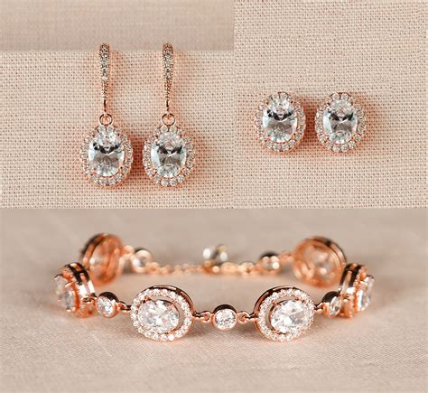 Rose Gold Earrings Wedding Rose Gold Earrings Bridesmaids | Etsy