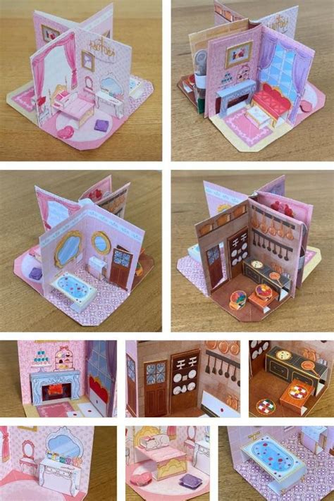 Miniature pop up book paper model pink house version by poche design ...