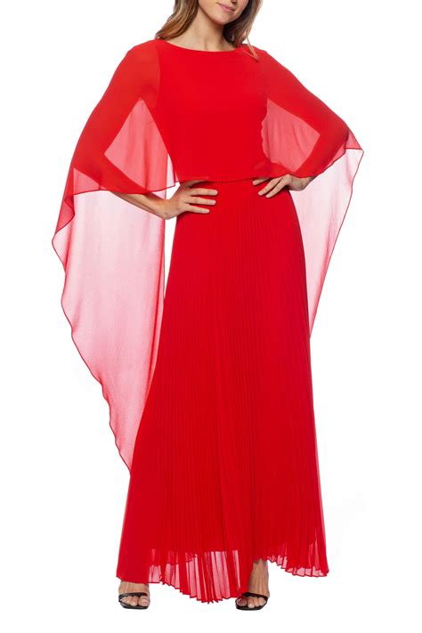 Marina 268029 - Capelet Pleated Evening Dress – Couture Candy