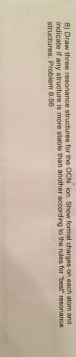 Solved Draw three resonance structures for the OCN ^- ion. | Chegg.com