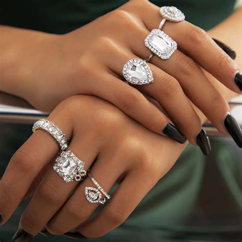 gemstone ring set clothing shoes jewelry temu