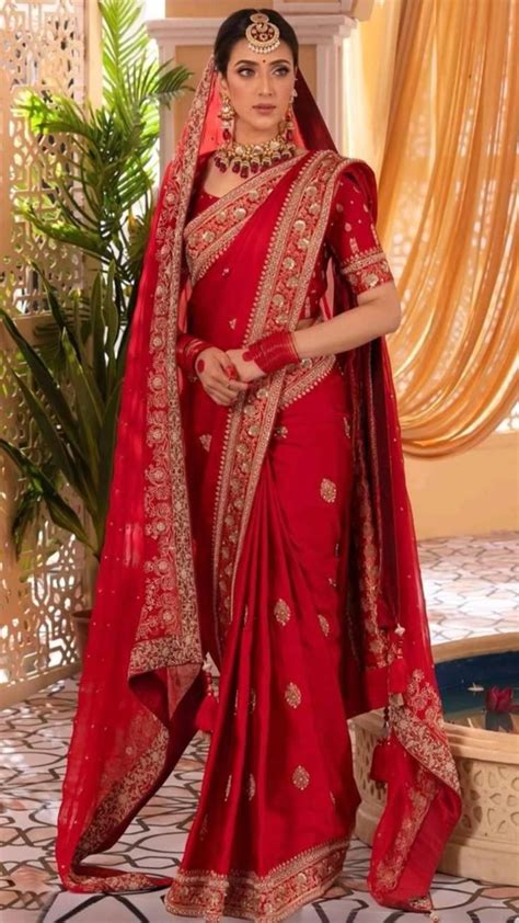 indian bridal red sari red saree  bride red bridal saree