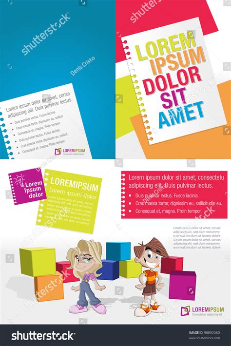 Colorful Template Kids School Stock Vector 98892080 - Shutterstock