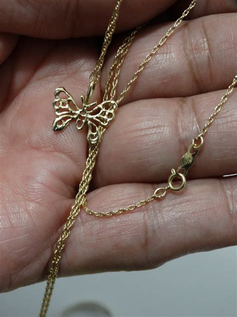 14k Gold Butterfly Necklace. - Gem