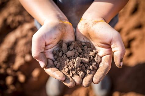 kid hands holding poor soil poor soil quality agricultural
