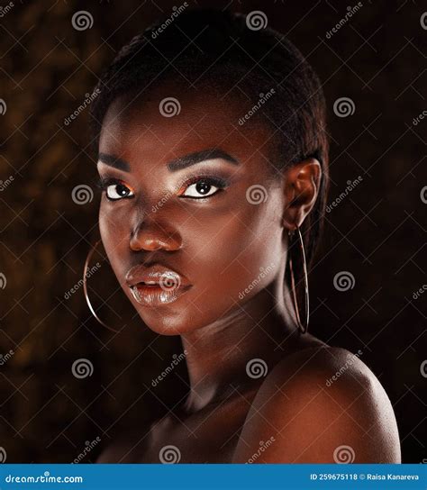 Beauty Portrait of Attractive Young Half-naked African Woman with Short