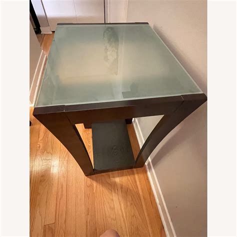 Espresso Frosted Glass Entry Table - AptDeco
