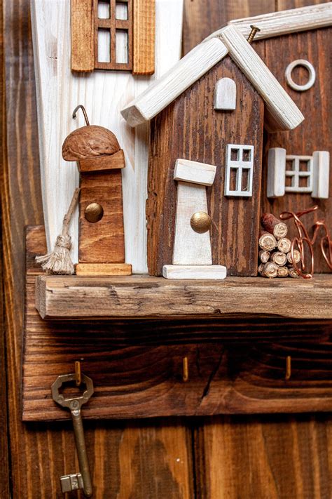 Handmade Wooden Key Holder, Wooden Houses, Wall Hanging Key Holder - Etsy