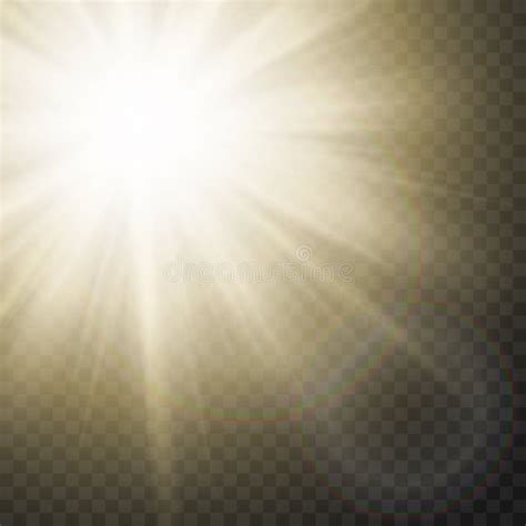 Sparkling Sun Rays with Flare Effect on Transparent Background. Vector ...