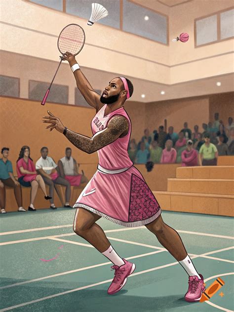 digital illustration  lebron james wearing  maid dress   hallway