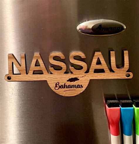 Deluxe Nassau Bahamas, Laser-Cut Wood Crafted Fridge Magnet | Room Signs