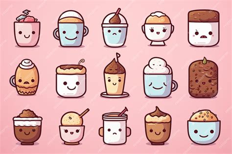 Premium AI Image | cartoon food set cute food icons jpeg in the style ...