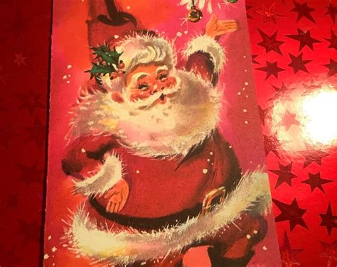 Vintage Christmas Card Dancing Santa Claus Unusedenv - Etsy