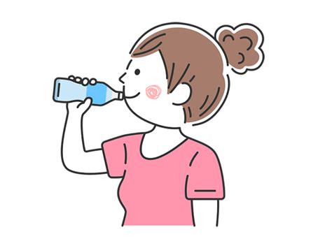 水分補給する、女性の無料イラスト｜イラストセンター