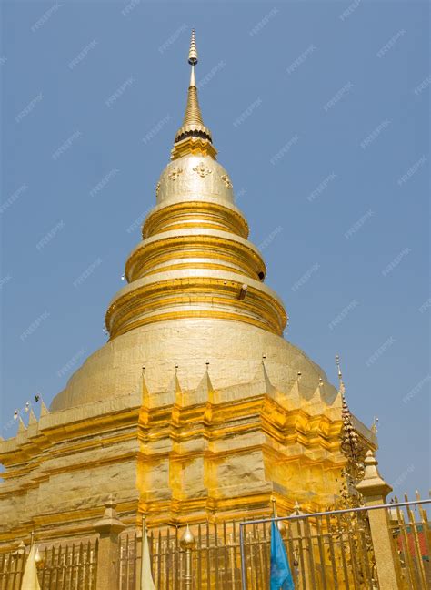 Premium Photo | The large golden pagoda in the traditional northern