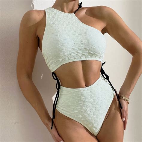 Wyongtao Women's One Piece Bathing Suit One Shoulder Swimsuit High