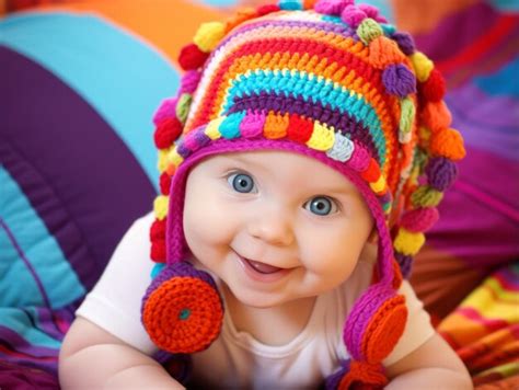 Premium AI Image | Adorable baby with vibrant clothing in a playful pose