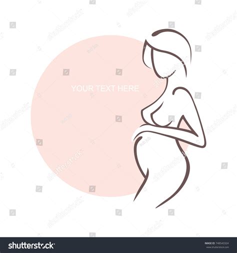 Pregnant Woman Naked Young Girl Mother 스톡 벡터(로열티 프리) 748543324