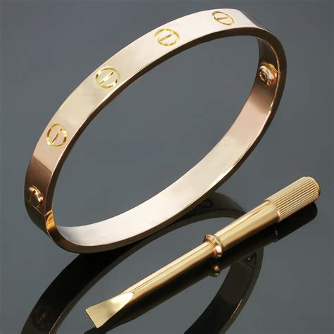 cartier love  rose gold bangle bracelet size  pouch pap