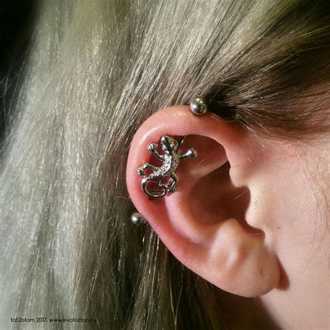 Tattoo uploaded by Вадим • Пирсинг уха - Индастриал. Прокол уха ...