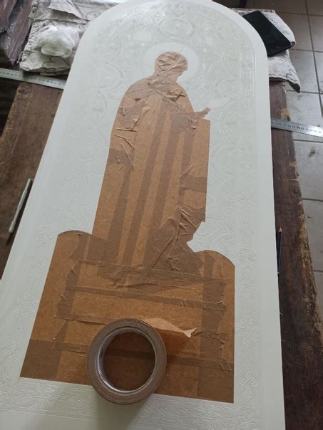 Подготовка под золочение на мордан. Орнамент делали сами на ЧПУ станке ...