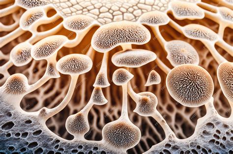 Premium AI Image | Natural fungus mycelium network texture closeup