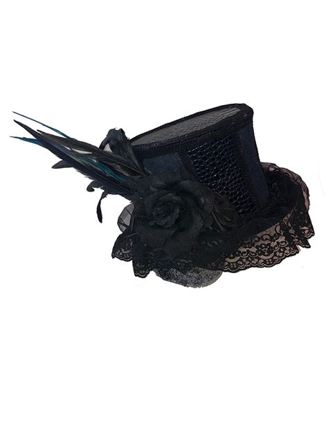 big top hat blue  black leather