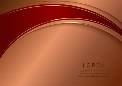 Abstract luxury red curves with elegant golden border on brown ...