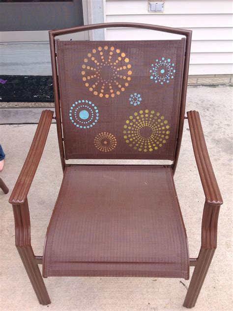 I spray painted our old patio chairs. Let them dry for a few days, then ...