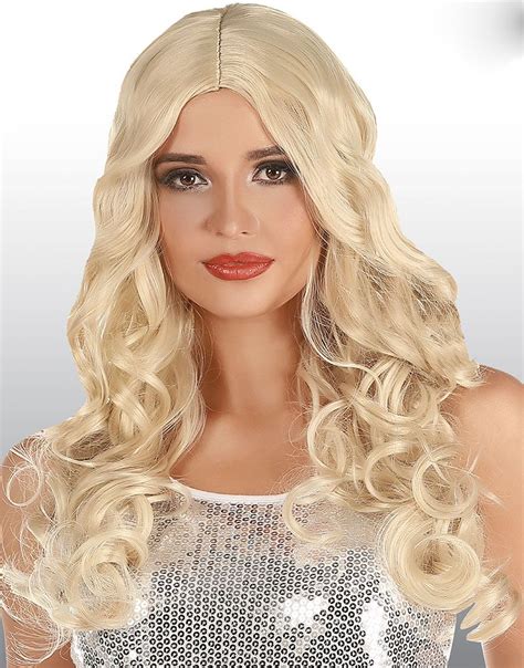 blond deluxe paryk med kroller og naturlig udseende blonde parykker