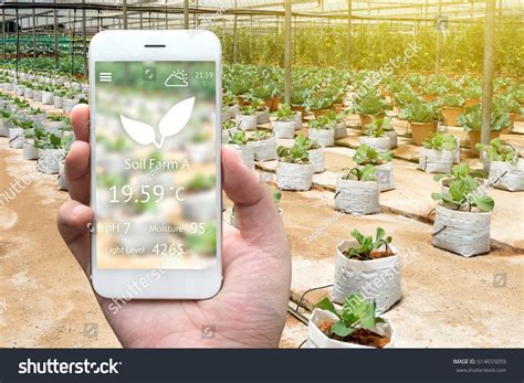 smart agriculture farm sensor concept farmer stock photo edit
