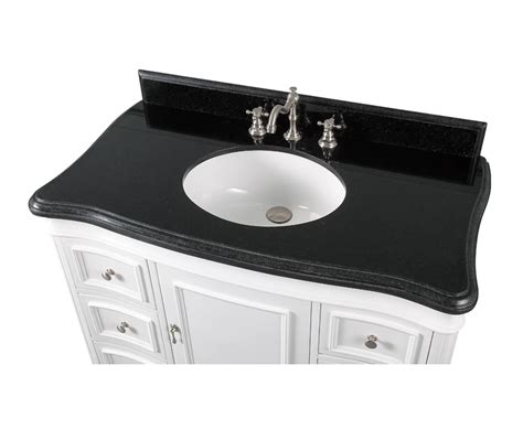 42" Modern Style White Bathroom Vanity Sink with Black Galaxy Granite ...