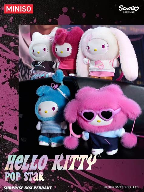 Miniso Hello Kitty Pop Star Series Plush Blind Box Figure Gift Toy New