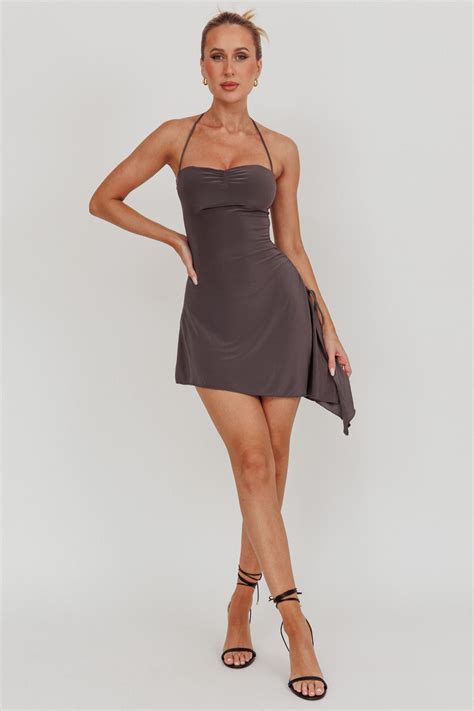 Thriving Ruched Side Mini Dress Charcoal– Selfie Leslie