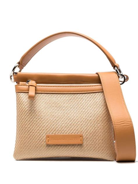 Fabiana Filippi Logo-patch Leather-trimmed Crossbody Bag in Brown | Lyst
