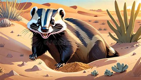 Badger Omnivore Mustelidae Watching Comedy Character Stock Photo ...