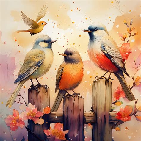 birds  post watercolor art  stock photo public domain pictures