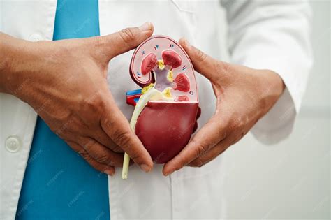 chronic kidney disease doctor holding model  treatment urinary