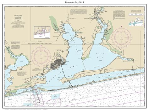 Pensacola Bay 2014 - Florida 80,000 Scale Custom Chart - OLD MAPS